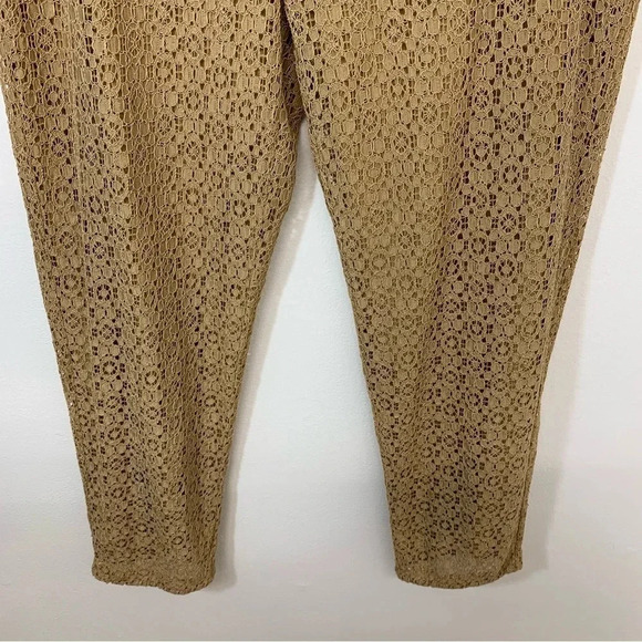 Chicos 2 Pants Lace Pull On Large  Ankle Brown  Lined Tapered Elastic Classic - Picture 3 of 13